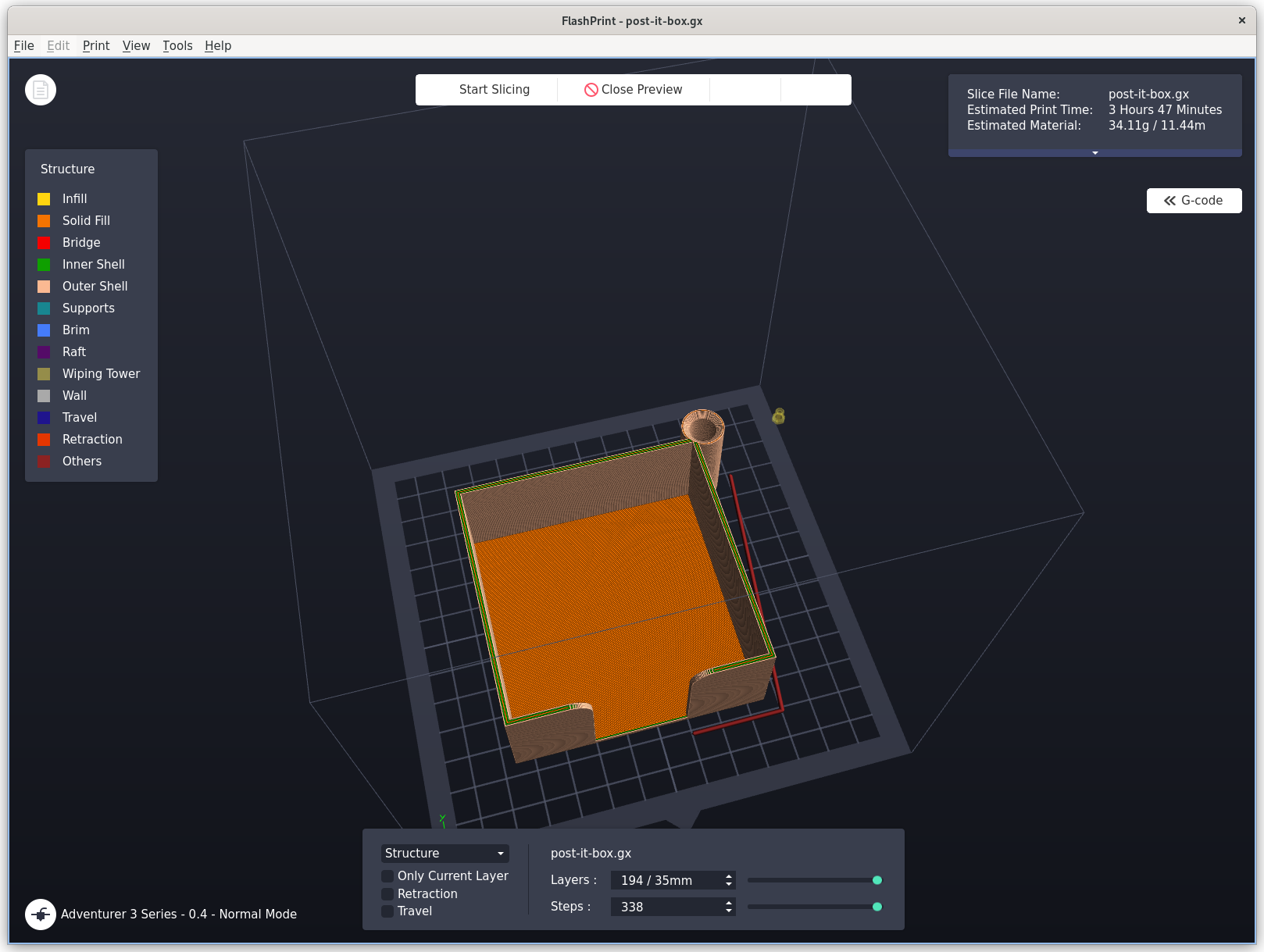 FlashPrint main interface with 3D model on build plate